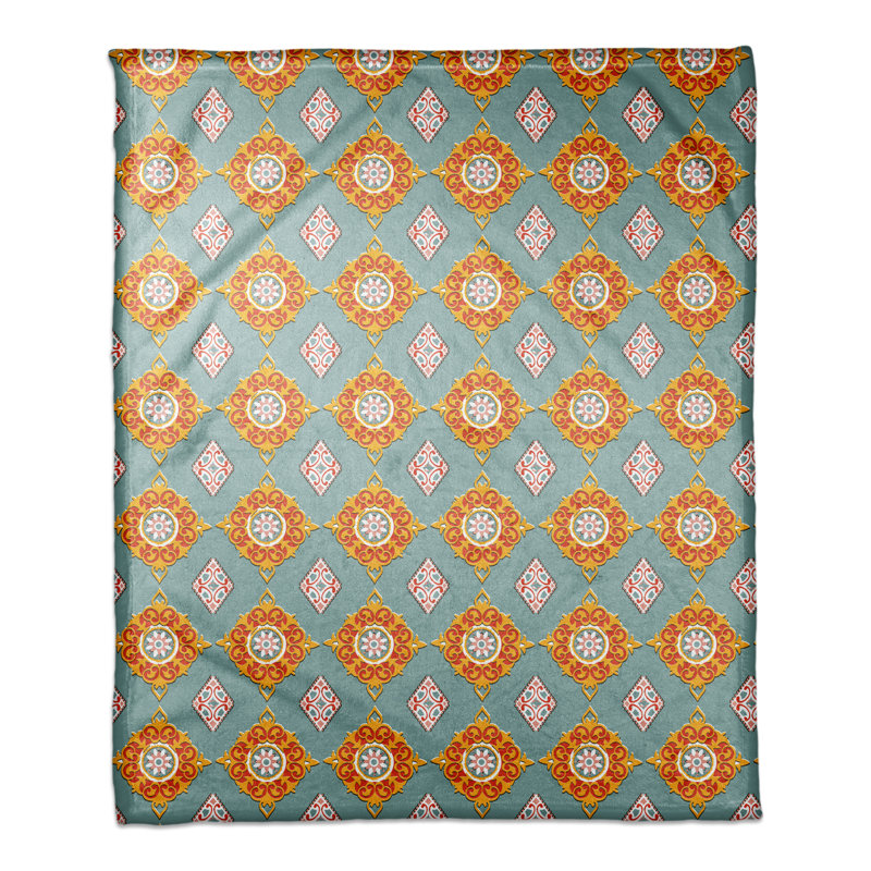 Jeté impérial , Sarcelle / Orange / Rose