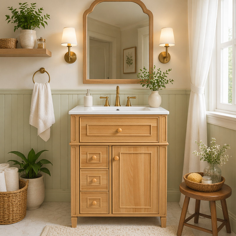 Meuble-lavabo de salle de bain avec lavabo, 24'Wood