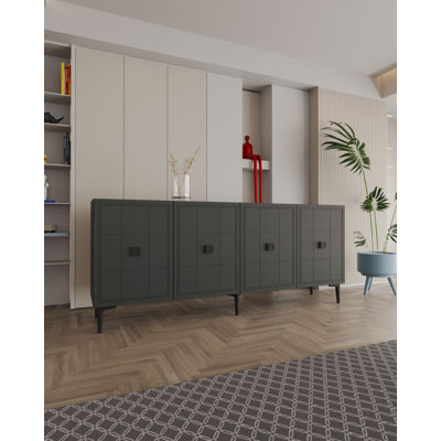 Adams Modern Anthracite Console Table, 59.1 x 29.5 x 12.6 inches | 100% Melamine Coated Particle Board, Thickness: 0.7 inches | Wall-Mountable with Multiple Shelves | Stylish Geometric Design for Living Room & Hallway