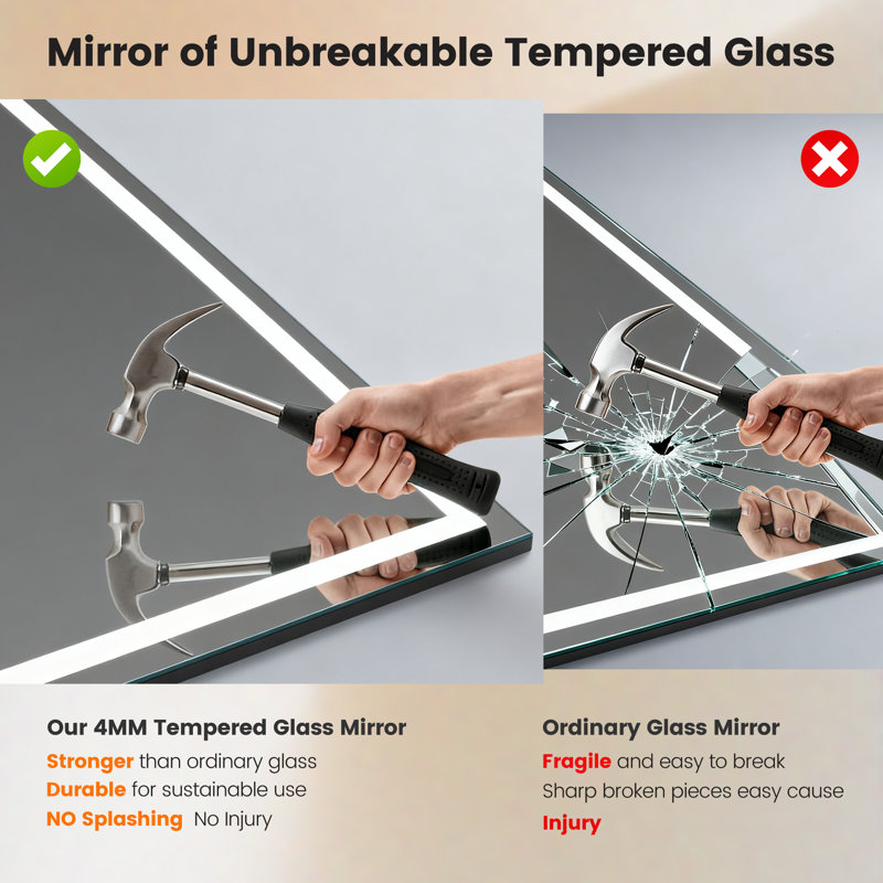 Dimmable LED Full Length Mirror with Lights, 57" x 18"