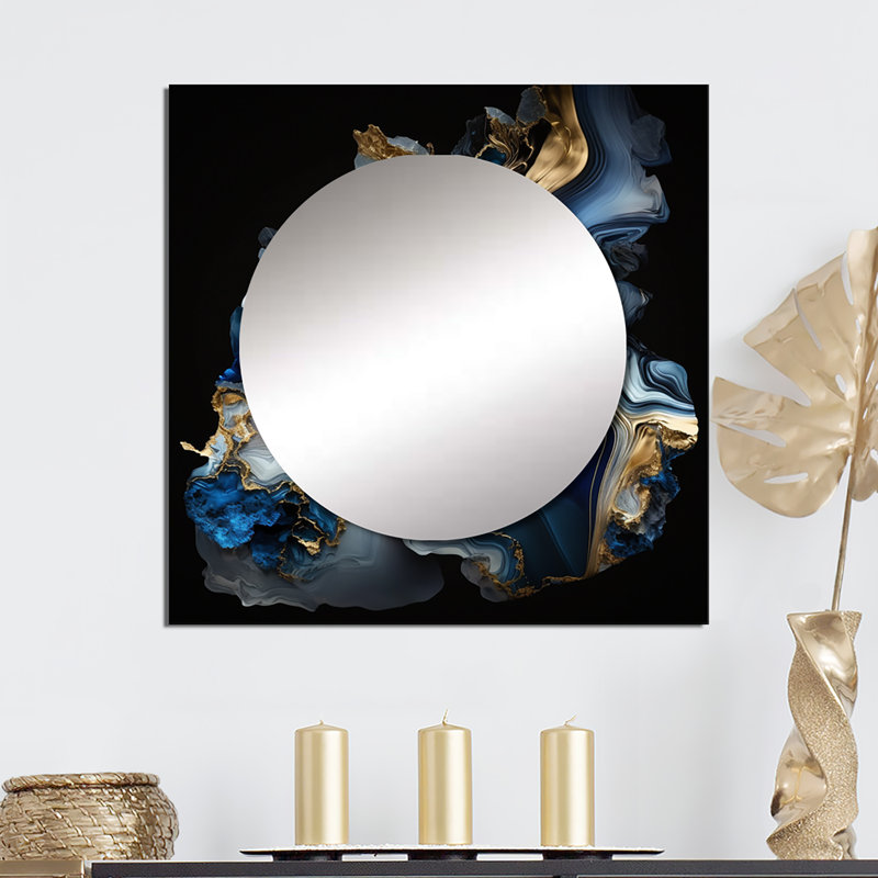Deking - Miroir carré abstrait en marbre, décoration murale pour chambre à coucher, 29 po x 29 po