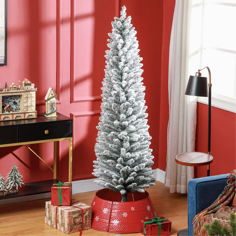 Arbre de Noël artificiel avec 329 pointes enneigées, base en métal