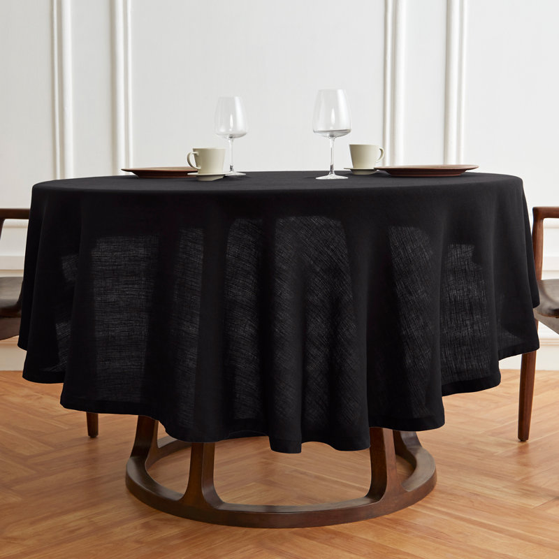 Sonoma - 100% Pure Linen Round Tablecloth (Prewashed), 60" Round, Black