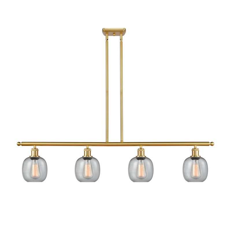 Carlucci 4 - Light Kitchen Island Pendant, Seedy, Satin Gold, 6 Watt Vinage LED Bulb