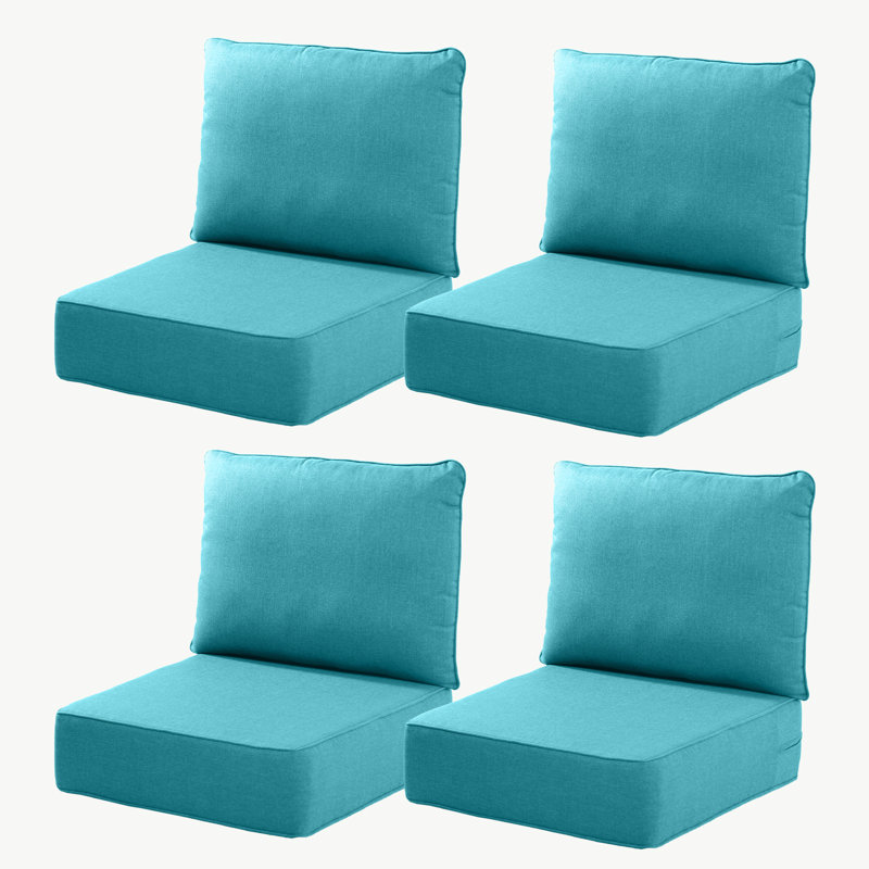 Ancolonia Outdoor 6" Thick Cushion Set - Seat/Back Cushions For Swivel Gliders And Armchairs (Set Of 4), 4, Light Blue