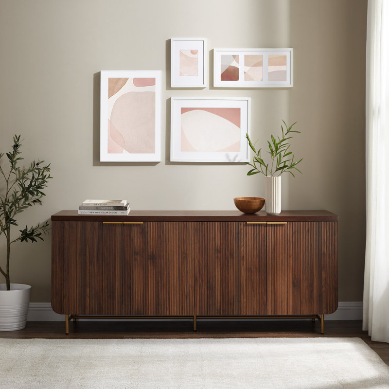 Reeded 4-Door Sideboard, Dark Walnut