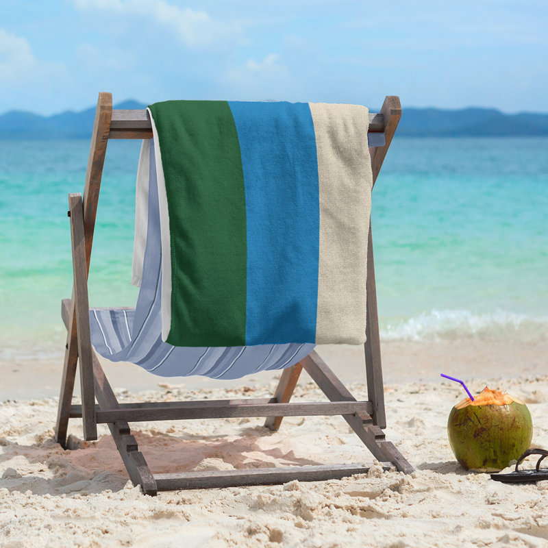 Lightweight Beach Towel, Green/Blue/Cream