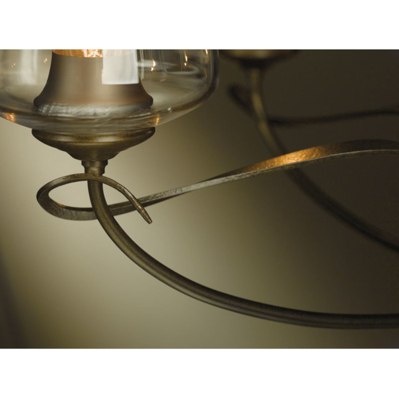 Flora 5 - Light Candle Style Classic / Traditional Chandelier, Bronze, Clear Dome
