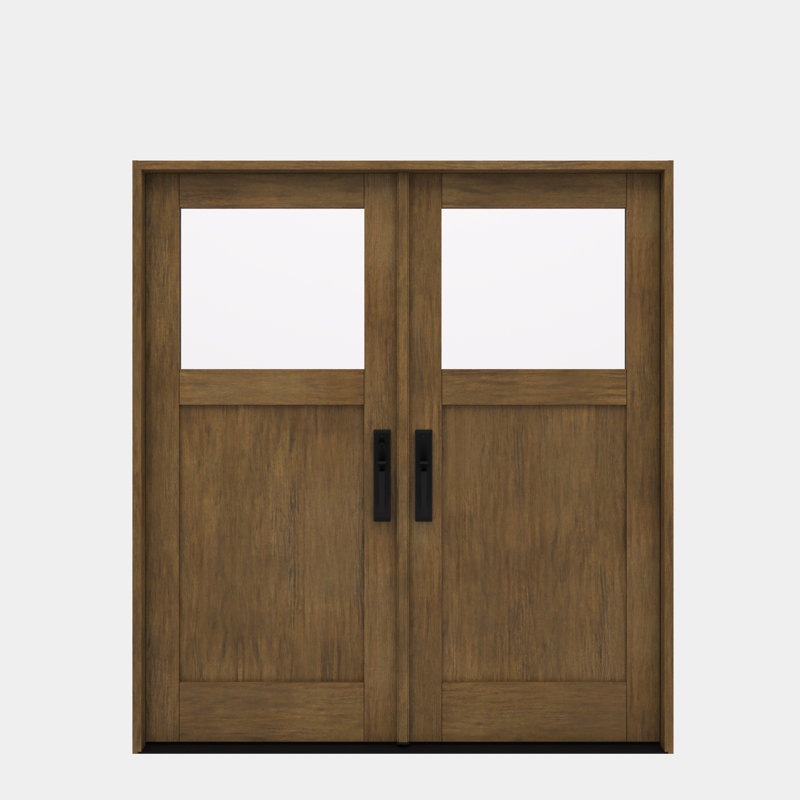 CRF-P1G1-SW-80_2 | Porte double 74,5 po x 82 po, extérieur pré-suspendu RTA, vue de dessus, 1 panneau, bois d'acajou brut