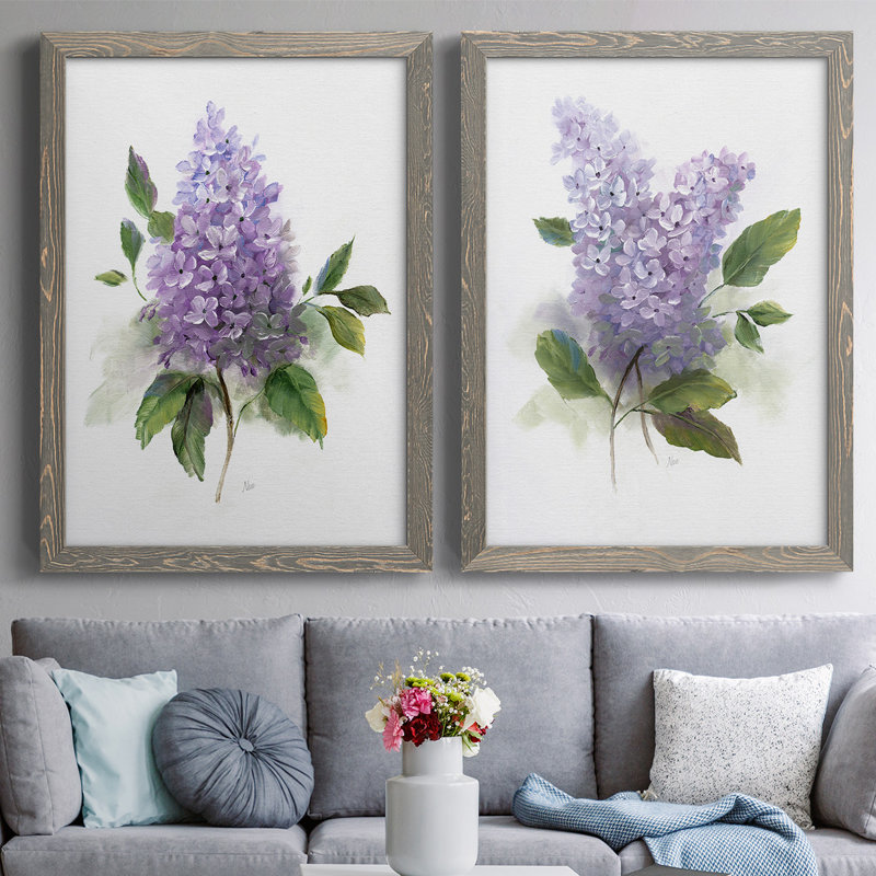 Toile encadrée Lilac Romance I-Premium - prête à être accrochée, H 31,5 po x l 88 po x P 1,5 po, Gris