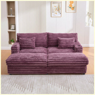 Canapé en tissu moelleux avec ports USB, porte-gobelets, vin pour le salon