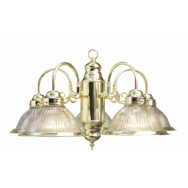 Haelly 5 - Light Dimmable Classic / Traditional Chandelier, Polished Brass