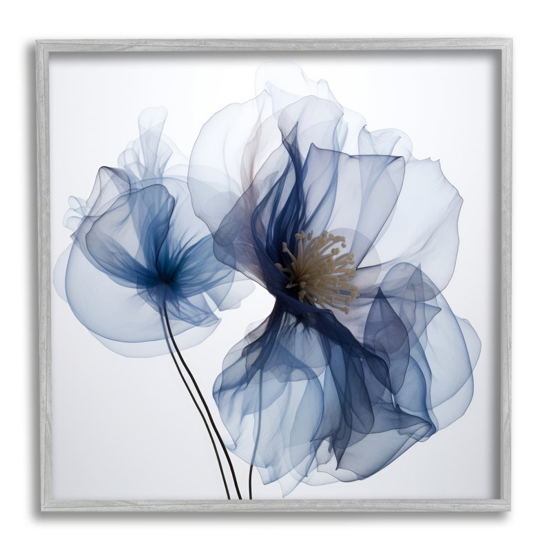 Az-480-fleurs bleues encadrées de rayons X, Estampe numérique Farmhouse, H 24 po x l 24 po x P 1,5 po