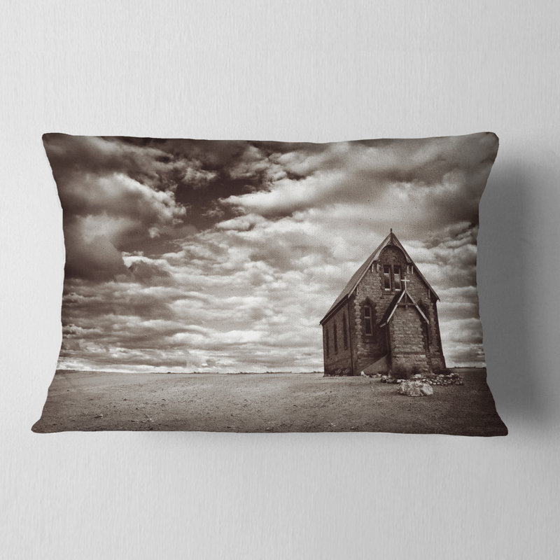 Printed Abandoned Desert Church Lumbar Pillow