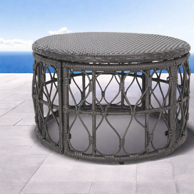 Compact Patio Tables, Grey Rattan Boho Modern Accent For Patio Home