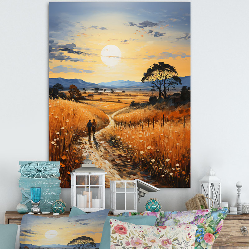 «Vangogh Harvest Time In The Wheat Fields III», encadré sur toile par Vincent Van Gogh, peinture, Toile tendue