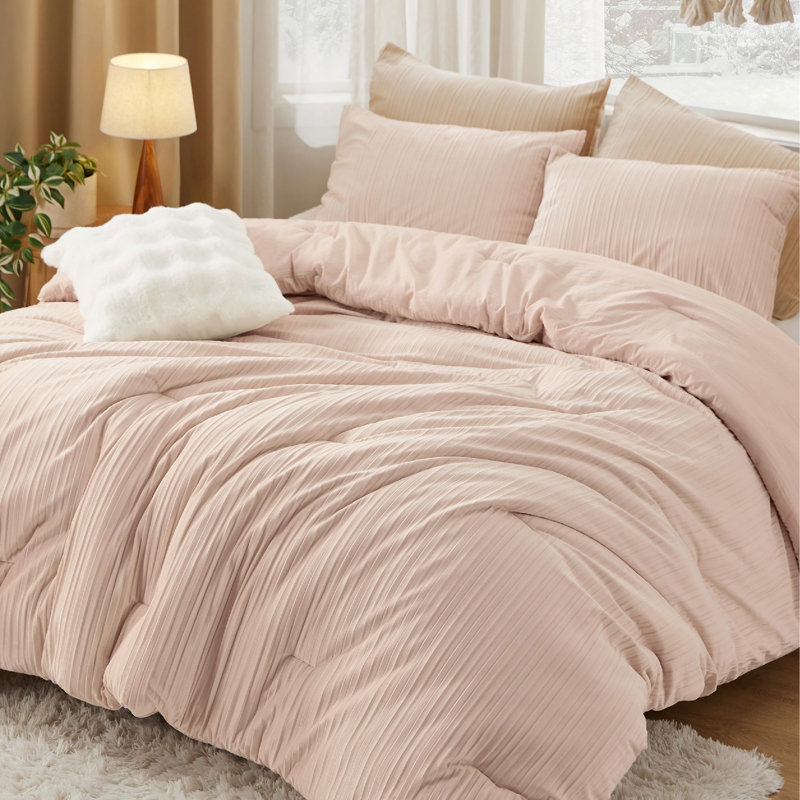 Ensemble de literie Fluffy, Rose, Édredon grand et 3 pièces supplémentaires