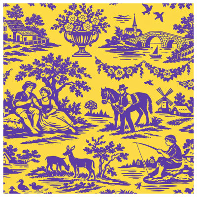 Couvertures mauves et jaunes