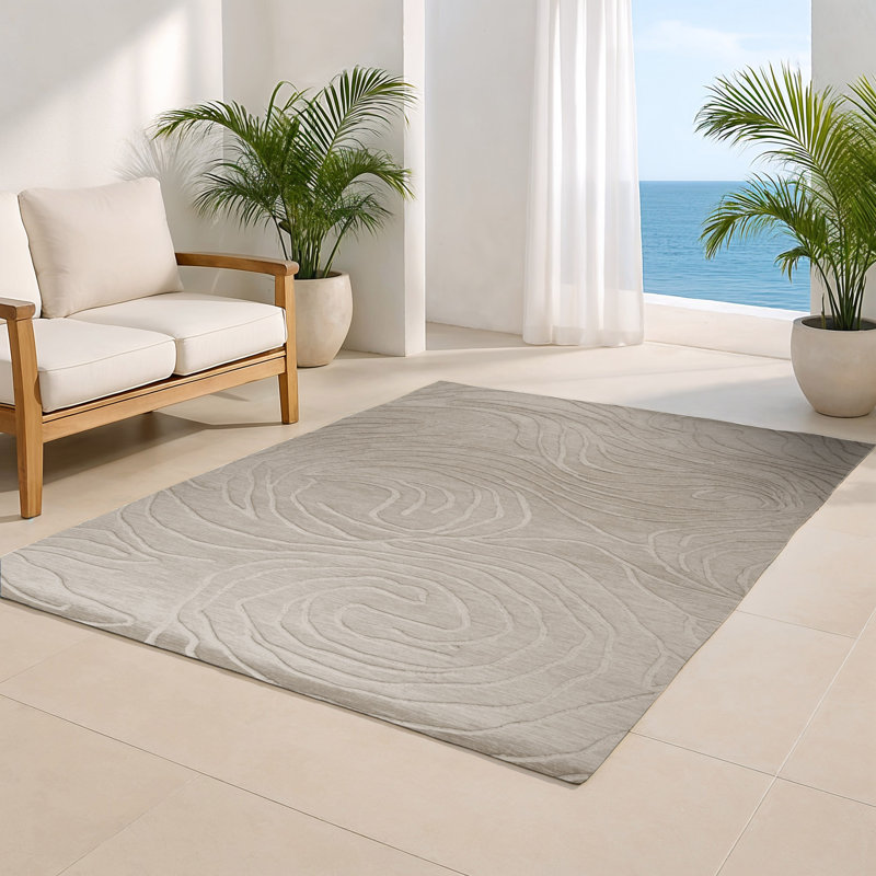 Tapis gris abstrait intérieur et extérieur, Rectangle 9 pi x 12 pi