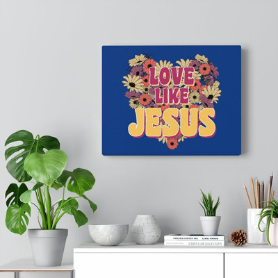 Love Like Jesus Flower Heart - Wrapped Canvas Print
