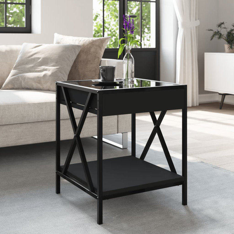 Dalvir Coffee Table with Storage, 49cm H x 40cm L x 40cm W, Black