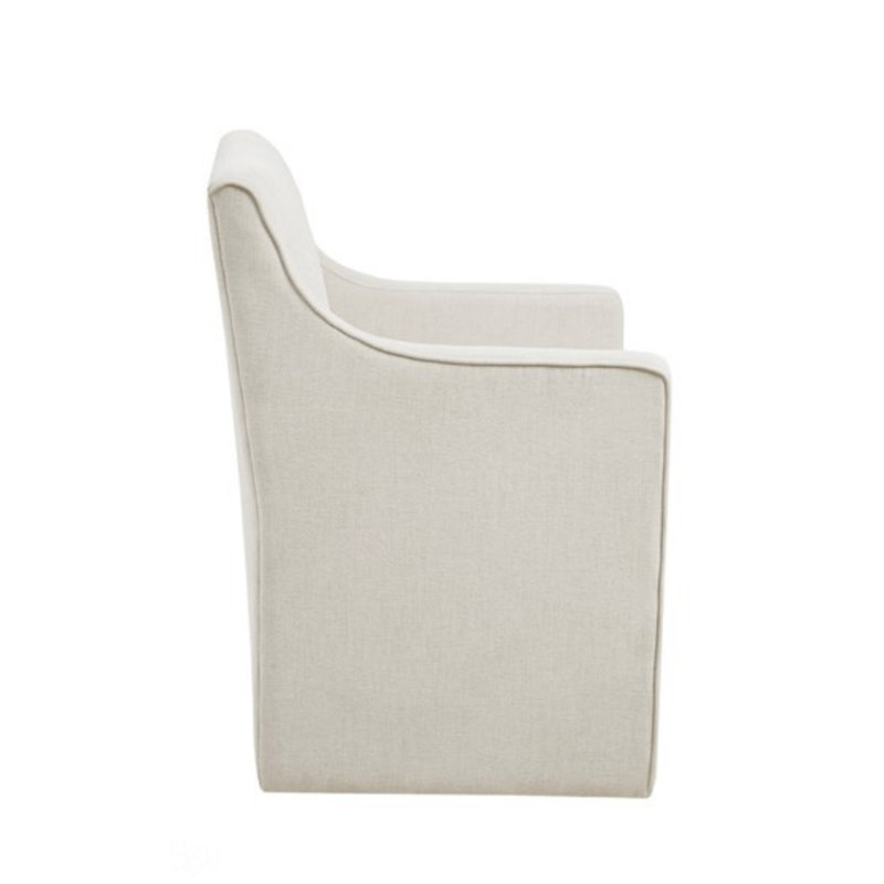 Vanderhoof Wide Armchair with Casters, Cream Polyester
