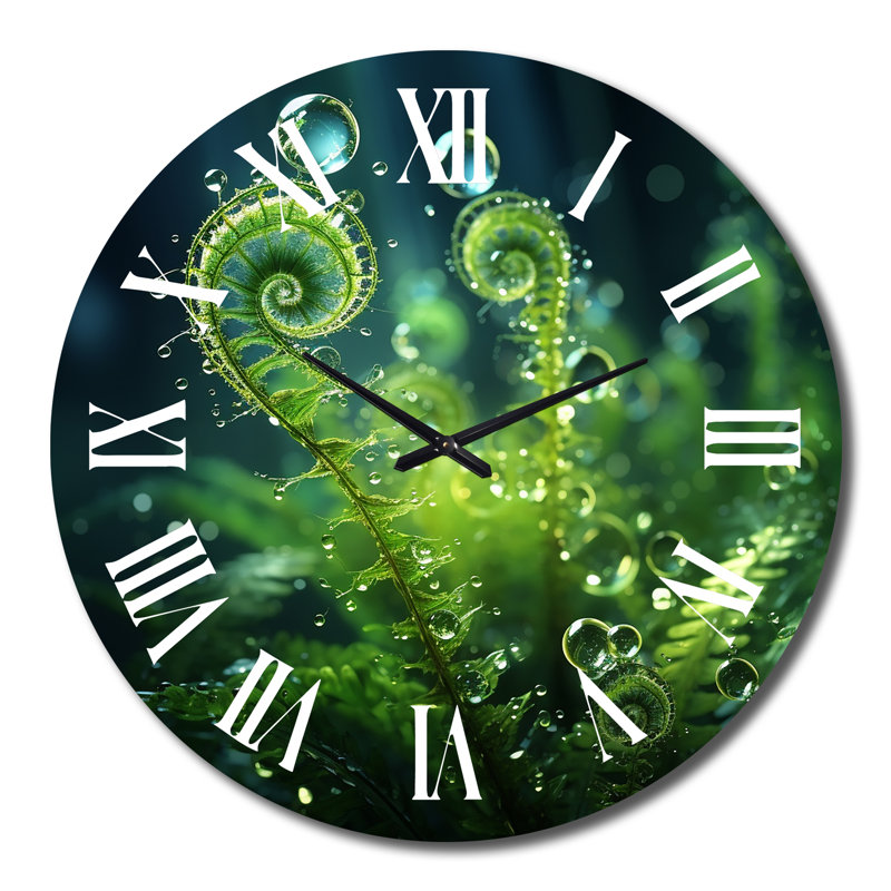 Horloge murale Magical Fern Light of Morning Dawn I, Très grand