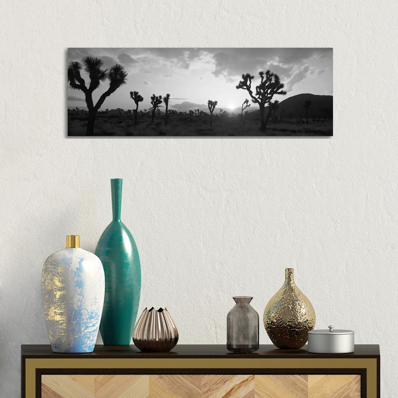 Sunset, Joshua Tree Park, California, USA 1 Piece Wrapped Canvas Panoramic Wall Art, 30.48 cm H x 91.44 cm W x 1.91 cm D