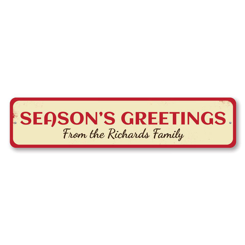 Plaque en aluminium personnalisée «Season's Greetings», H 6 po x l 24 po x P 0,06 po