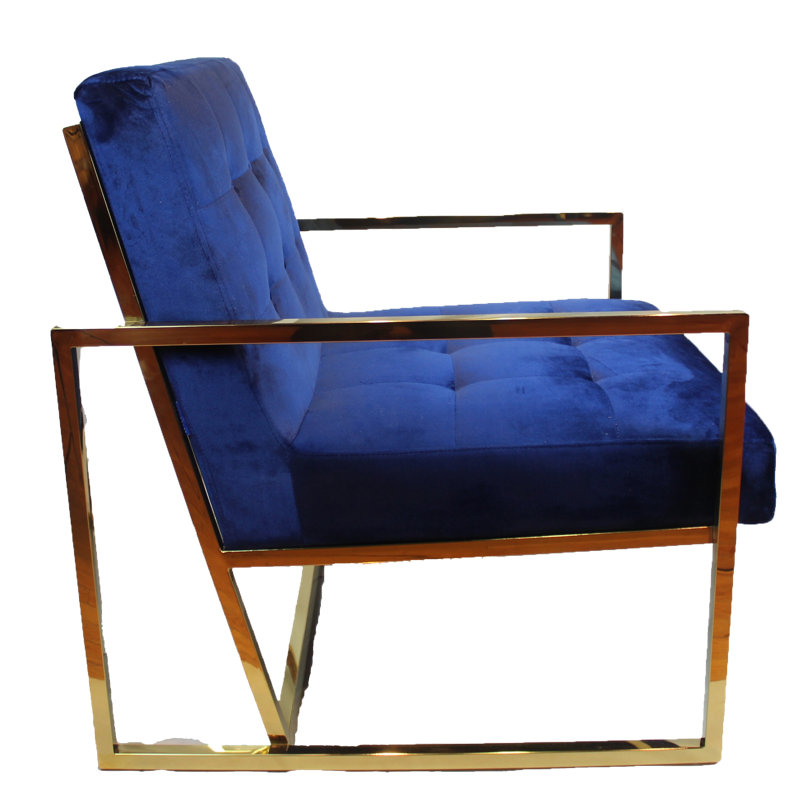 Fauteuil 29 po en velours capitonné, Bleu marine