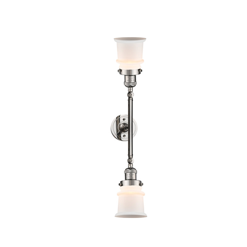 Éclairage pour salle de bain 2 lumières Alexandira, Boîtier blanc mat, Nickel poli, Ampoule non incluse
