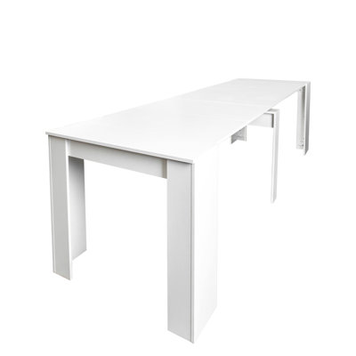 Multifunctional Console, 118.50in Extendable, White , Easy To Use White, Functional Outdoor Dining Table  use In Cool Place
