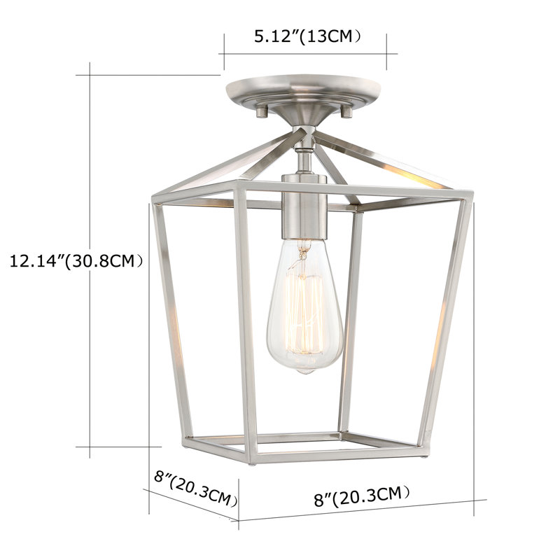 1-Light 12-in Semi Flush Mount Light, Brushed Nickel