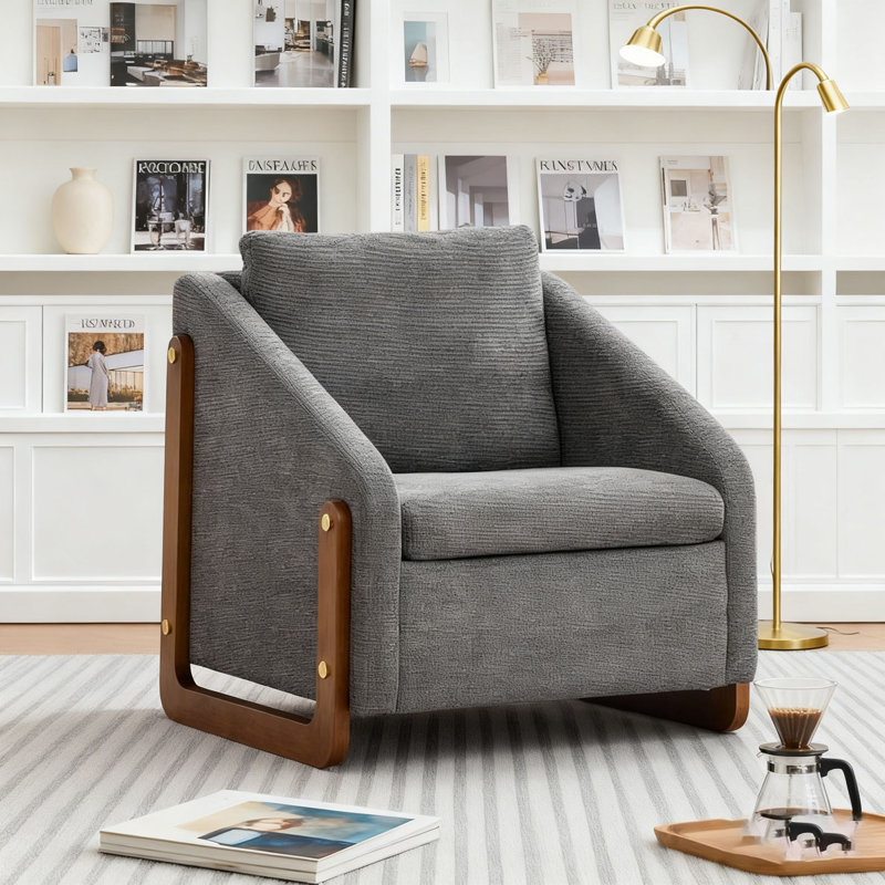 Fauteuil rembourré Chenille, Gris