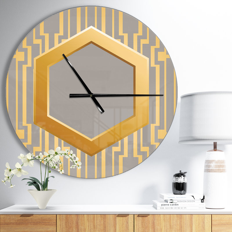 Vintage Gold and Gray design - Shabby Elegance wall clock, Medium