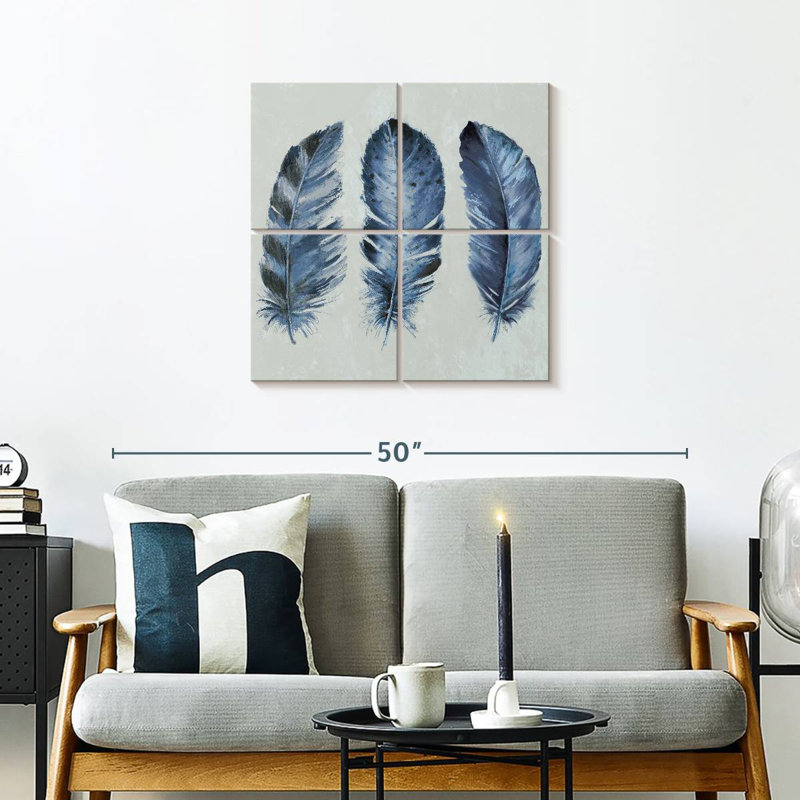 Plumes bleu indigo Kerner II, H 26 po x l 26 po
