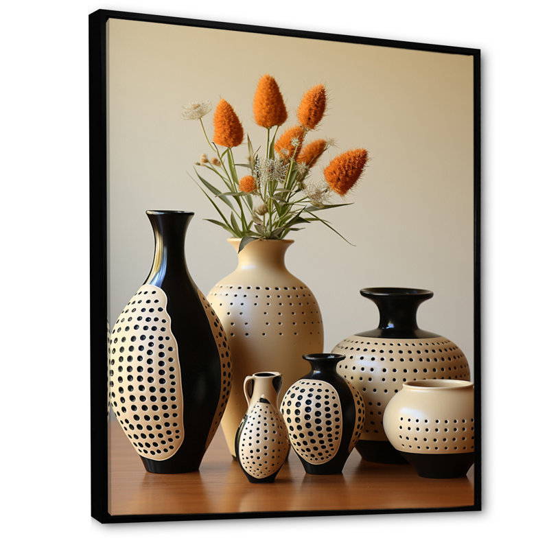 Idrak Native Art Pottery Serenity III - reproduction, H 44 po x l 34 po x P 1,5 po, Cadre flottant noir