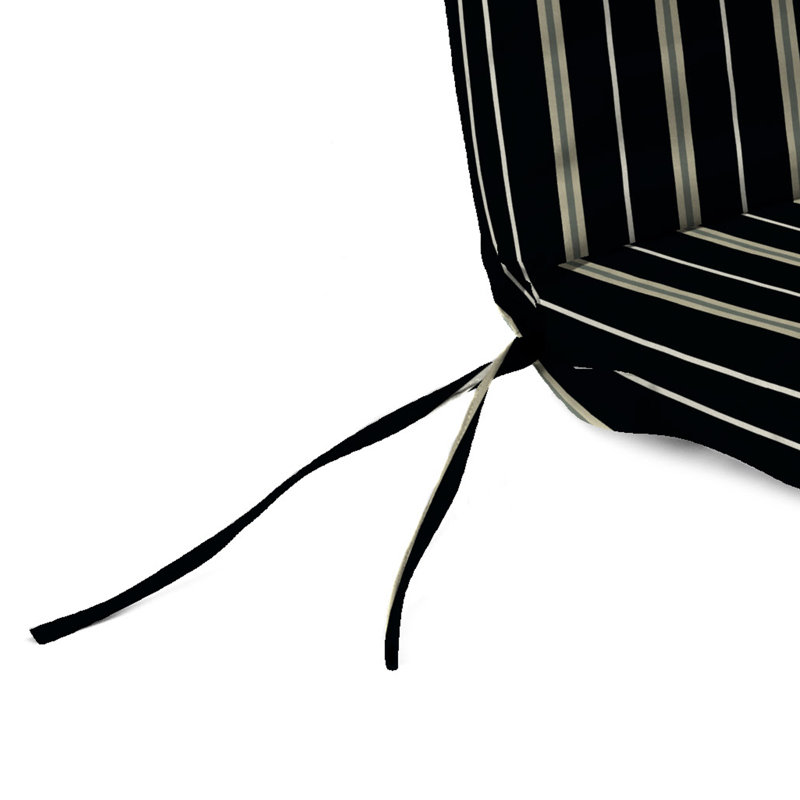 72" x 22" Outdoor Chaise Lounge Cushion with Ties and Loop, Black White Green Striped