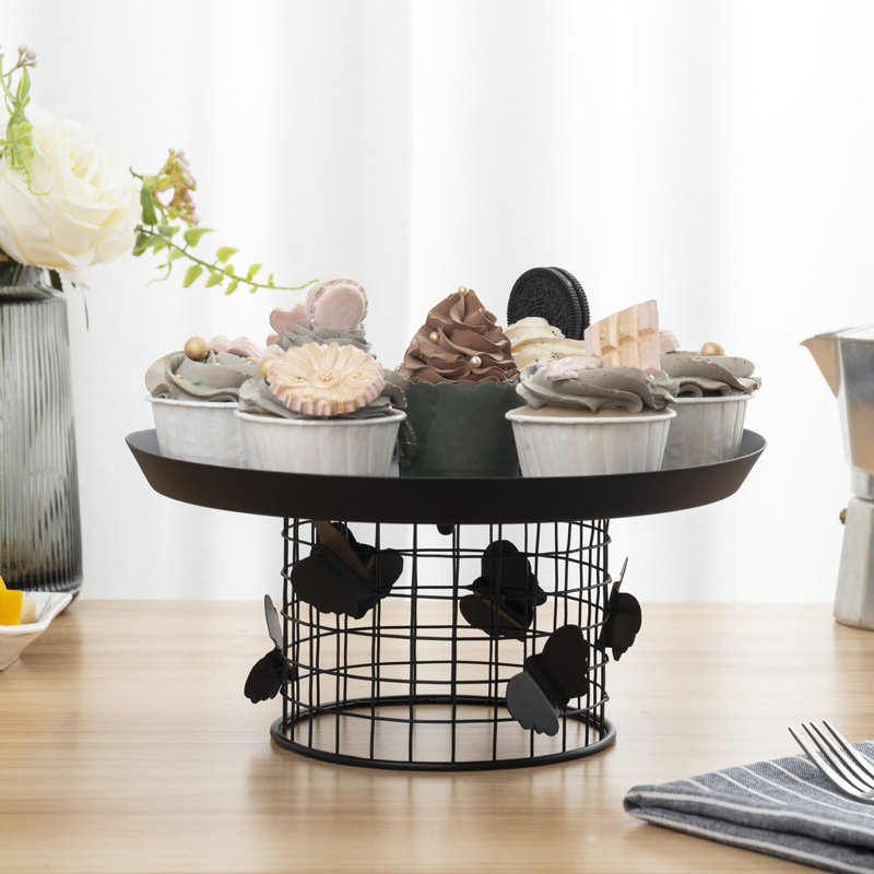 Matte Black Metal Decorative Cake Dessert Tray