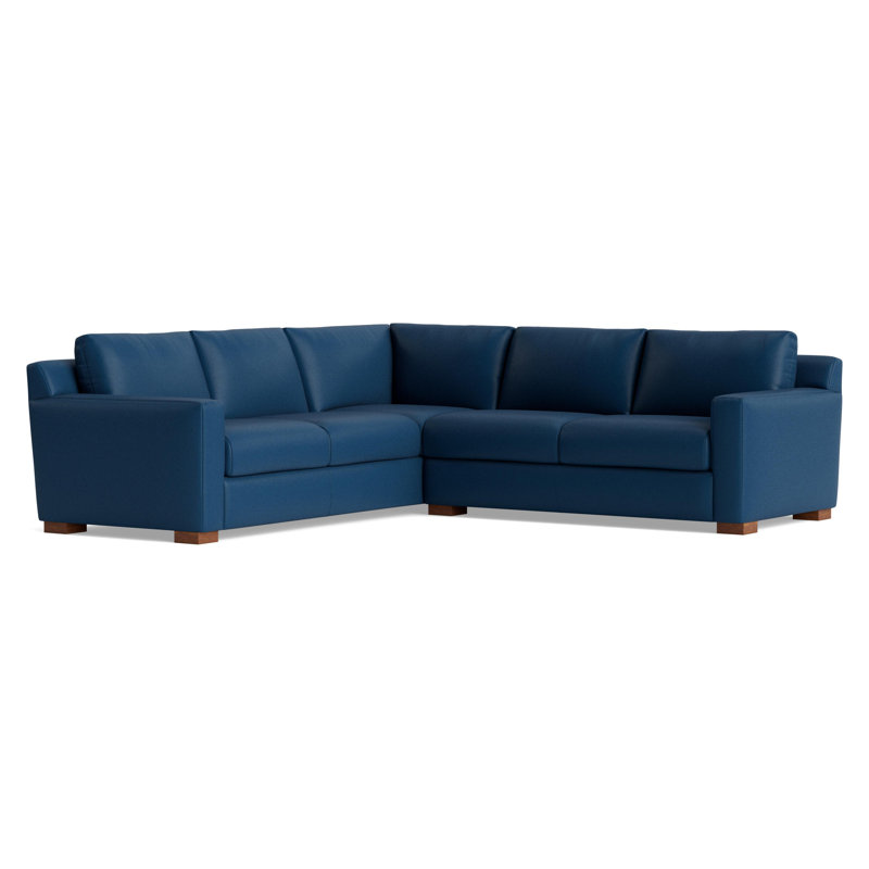 Catalina Leather Sectional, Left Hand Facing, Leather - Deep Blue