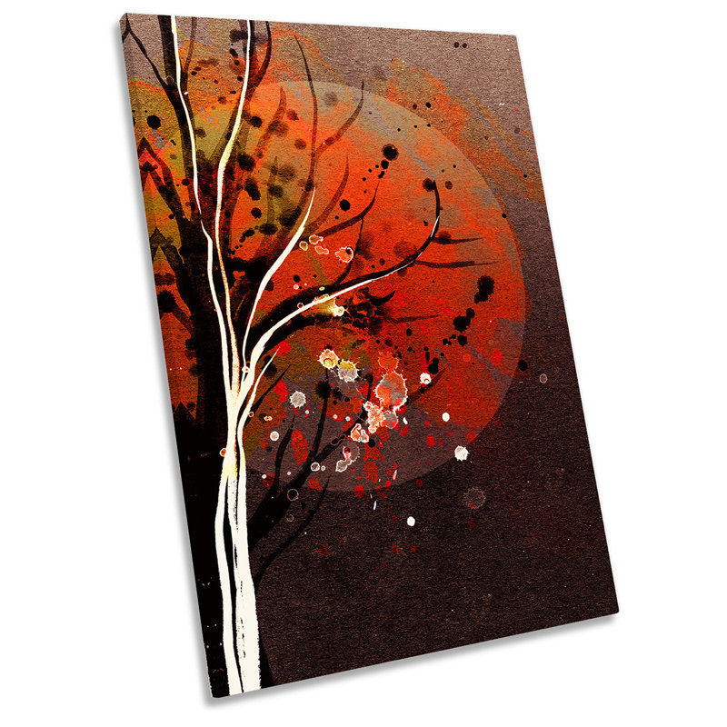 X7758 Tree Brown Sunset - Wrapped Canvas Painting, 45.7cm H x 30.5cm W x 2cm D