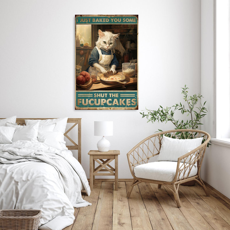 Chat blanc qui ferme les Fucupcakes - 1 pièce pour chat rectangulaire qui ferme les Fucupcakes, H 14 po x l 11 po x P 1,25 po