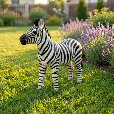 Ornement décoratif de jardin en résine zèbre pour l'extérieur L 19,5 po x H 18,3 po