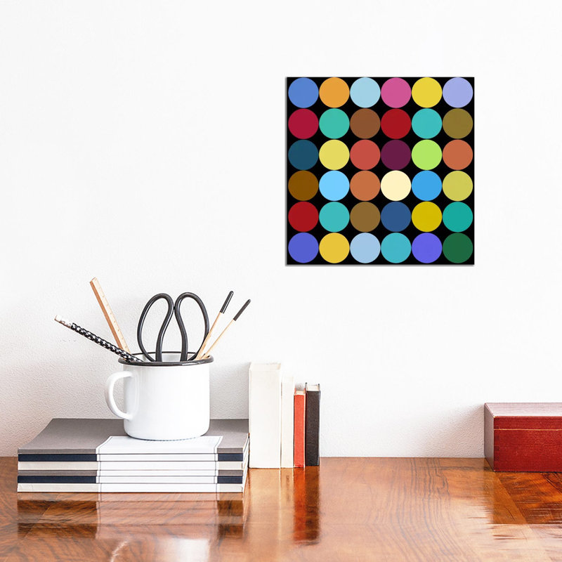 Modern Art- Dots Nine Colors by 5by5collective - Wrapped Canvas Print, 30.48 cm H x 30.48 cm W