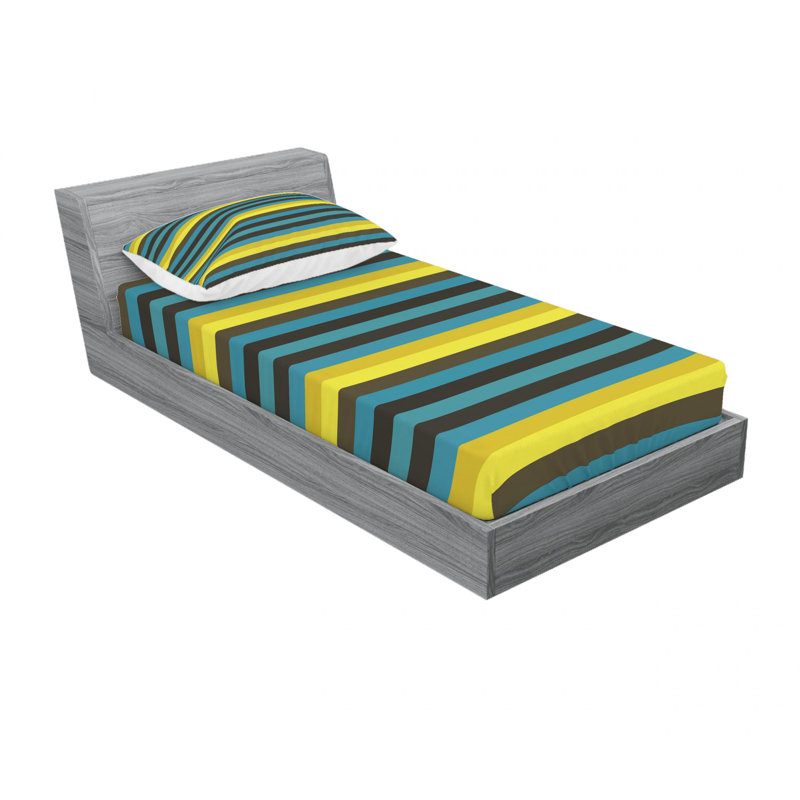 Twin Pink and Yellow Abstract Microfiber Sheet Set