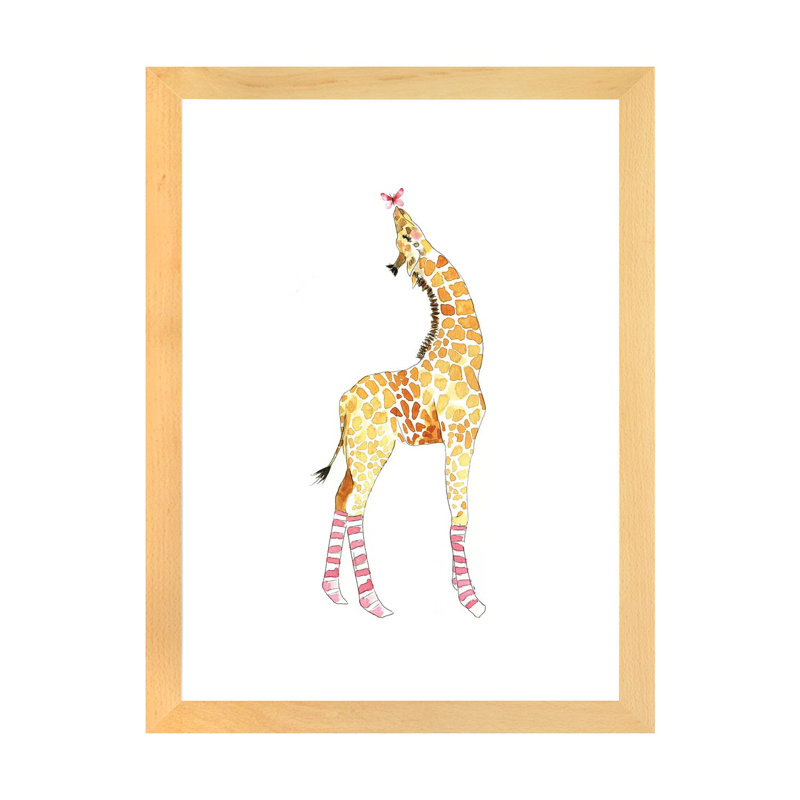 Girafe avec papillon par Mercedes Lopez Charro - reproduction d'art, Blanc, H 24 po x l 16 po x P 1 po