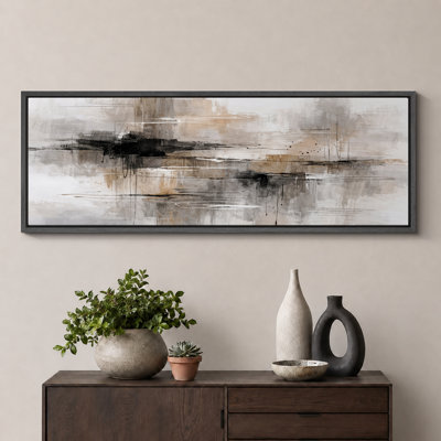 «Abstract Neutral Landscape Horizon Composition», impression de salon minimaliste, impression sur toile encadrée
