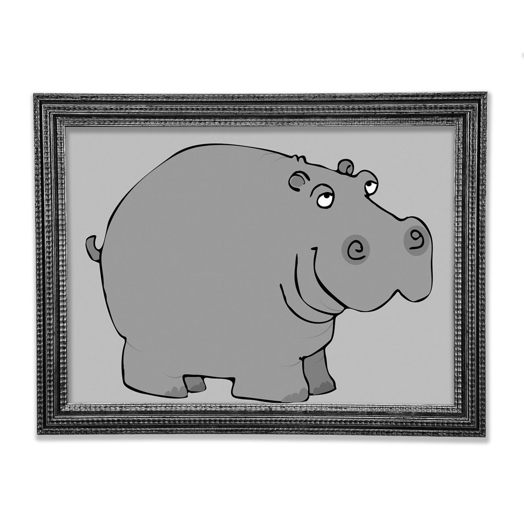 Big Fat Hippo White - Einzelner Bilderrahmen Kunstdrucke