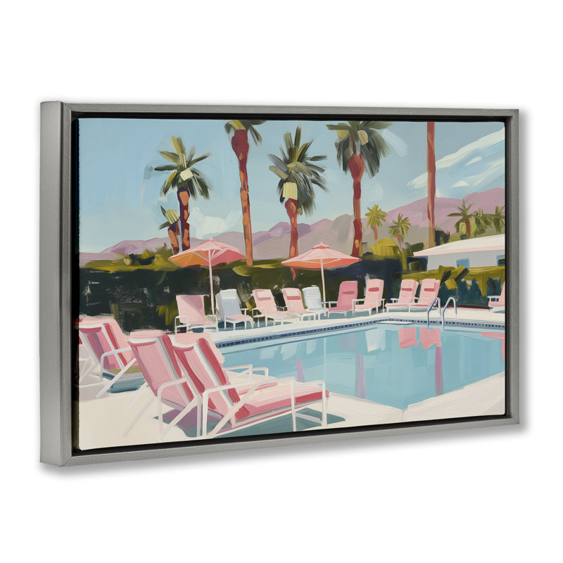  Toile flottante encadrée Palm Springs par Arlington Prints, Cadre flottant gris lustré, H 21 po x l 31 po
