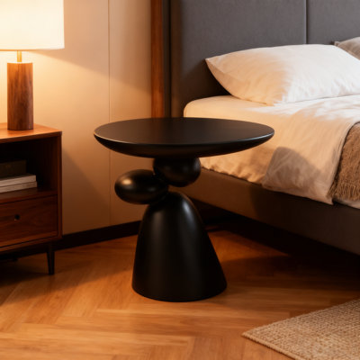Lucky Stone End Table – Fiberglass Modern Minimalist Side Table, Decorative Coffee Table For Living Room, Bedroom, And Guestroom